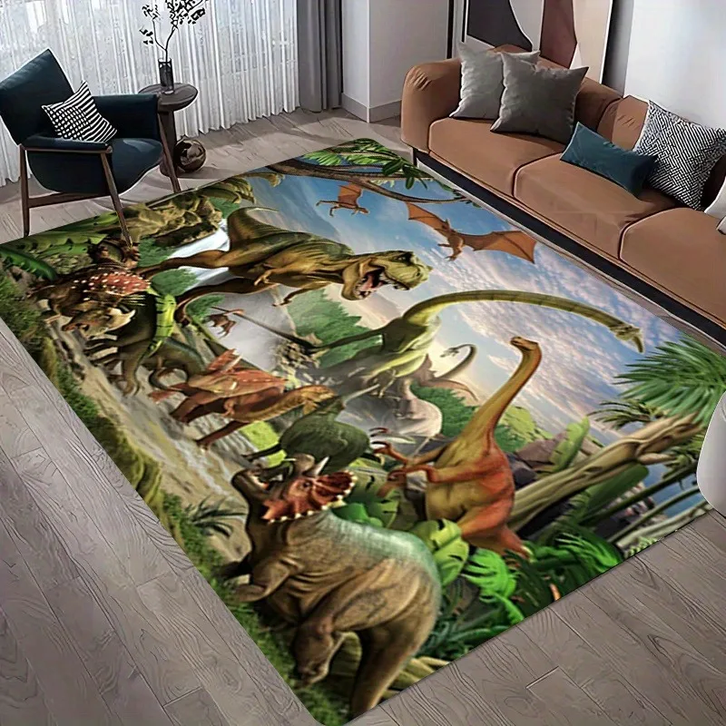 3D Jurassic Dinosaur Print Carpet for Living Room Bedroom Kitchen Bathroom Entrance Decor Non-slip Doormat Area Rug Yoga Mat
