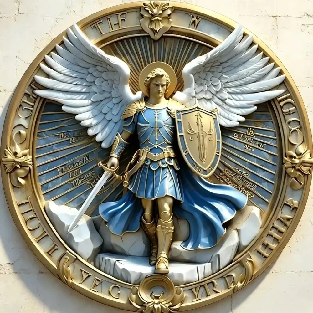 CIFBUY Retro Vintage Archangel Michael Aluminum Wall Art Weatherproof Durable Alloy Decor for Home Kitchen Cafe Prayer