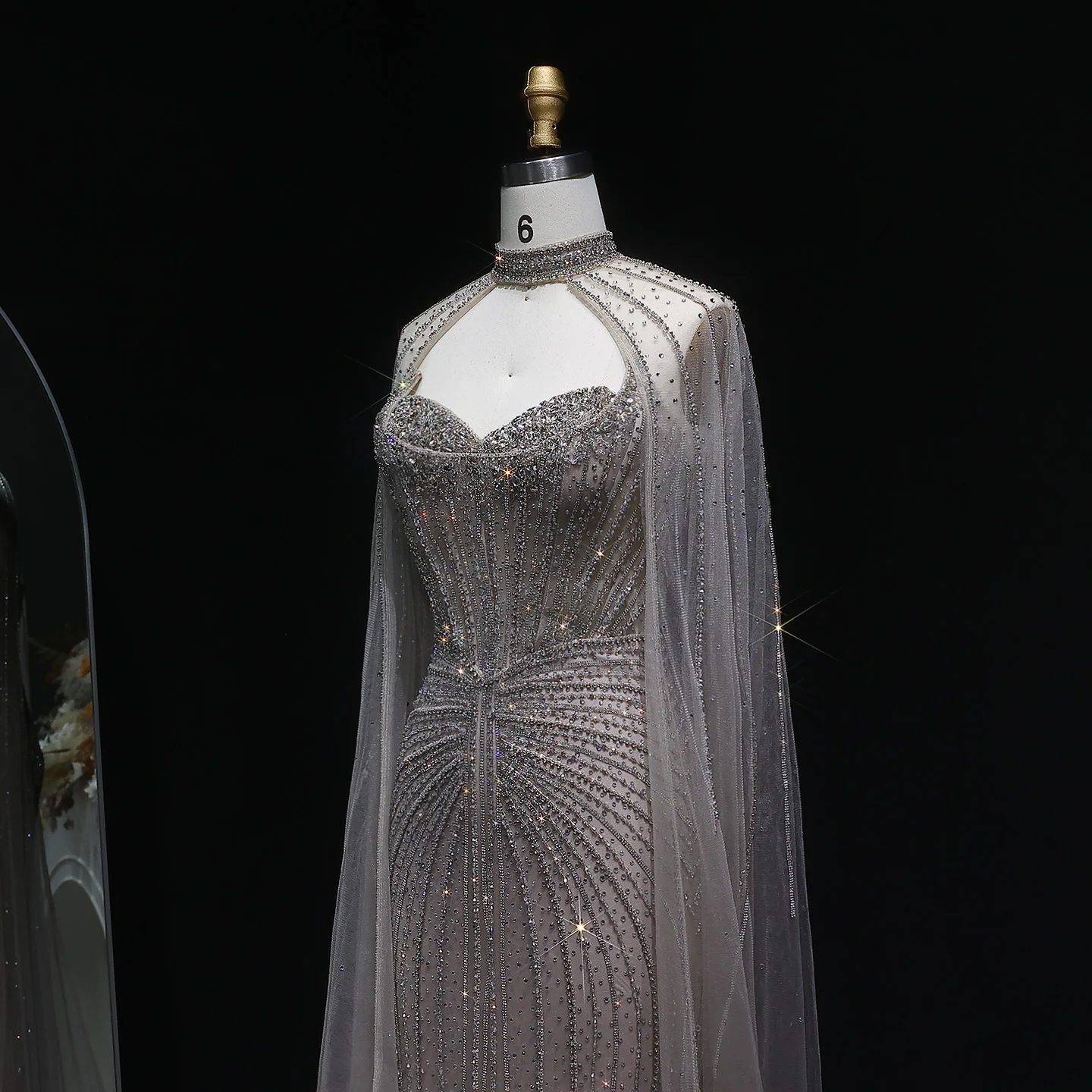 Sharon Said Luxuriöses Weinrotes Abendkleid mit Cape-Ärmeln, Lang, Rosa, für Damen, Hochzeit, Party, Ballkleider, Arabisch, SS156, Maßanfertigung – Detail 18