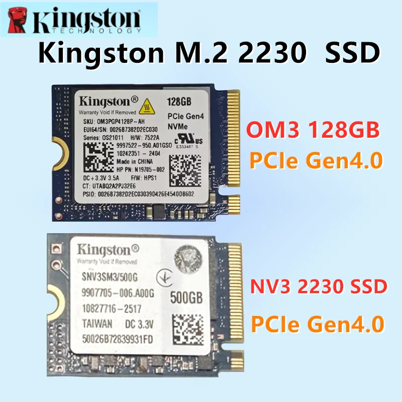 حزمة OEM Kingston SSD M.2 2230 NV3 500GB 1TB 2TB & OM3 128GB NVMe PCIe 4.0 Gen 4x4 محرك الحالة الصلبة الداخلي لأجهزة الكمبيوتر المحمول