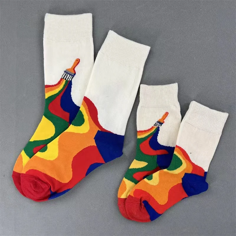 Chaussettes en coton pur parent-enfant, chaussettes pour mère et enfants, chaussettes pour garçons et filles, chaussettes pour bébé, les mêmes quatre saisons