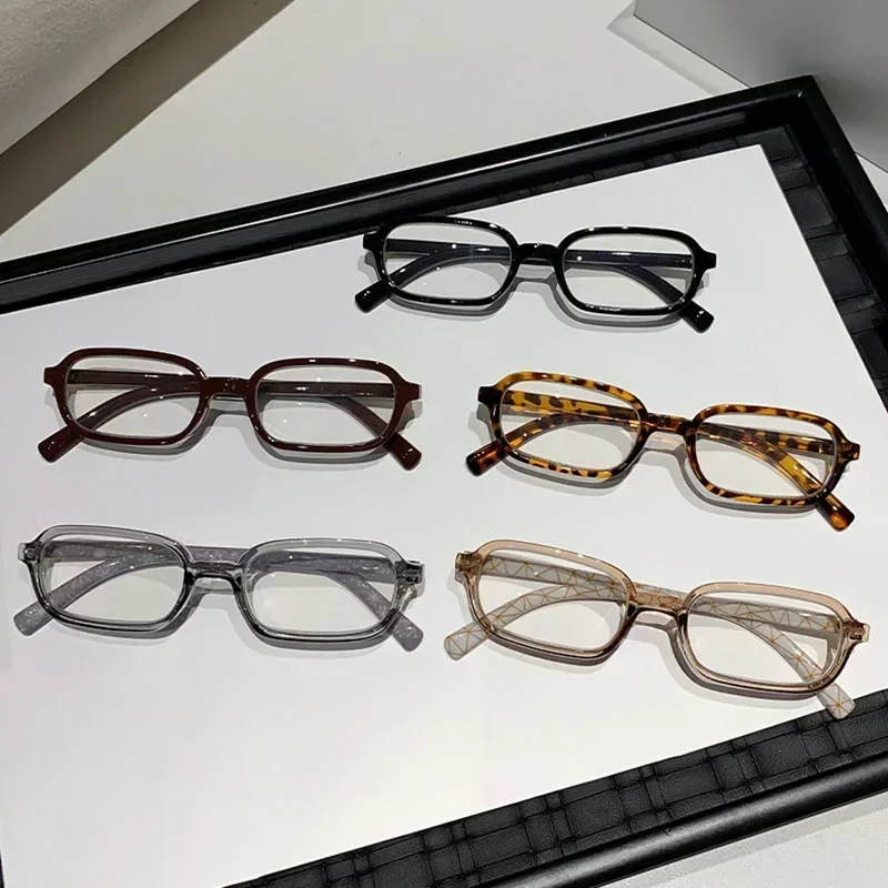 النساء الفاخرة المطبوعة طول النظر الشيخوخي نظارات موضة مربع صغير إطار نظارات للقراءة خفيفة للغاية المضادة للضوء الأزرق بعيد النظر #5