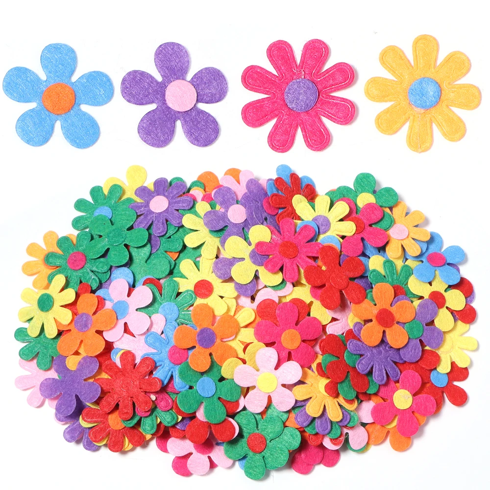 Image of 50/100 Stück/Set Vliesstoff-Blumen-Aufkleber für DIY-Kleidung, Nähen, handgemachte Accessoires, Bastelbedarf, Blumenstrauß-Zubehör