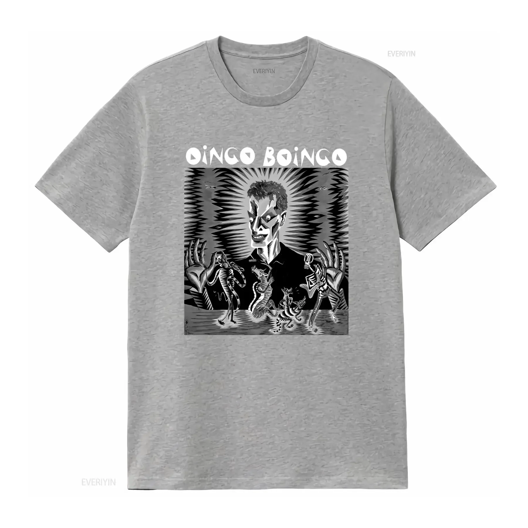 Oingo Boingo T Shirt Retro Rock Band Halloween Skeleton Print Unique Artistic Design Comfortable Cotton Fabric vintage Washed - view 3