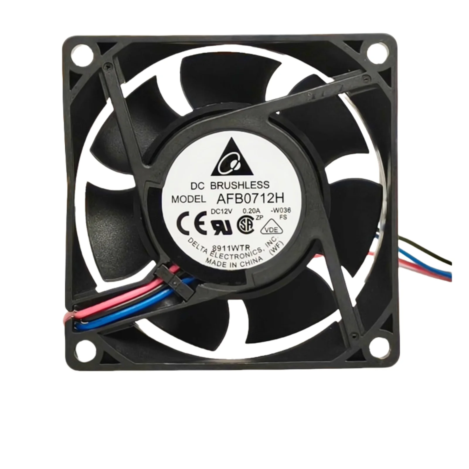 for Delta AFB0712H 70mm Industrial Fan  12V 0.2A 3600RPM Dual Ball Bearing | 3-Pin Tach Signal | 32cm Wire for Server/PC Cooling