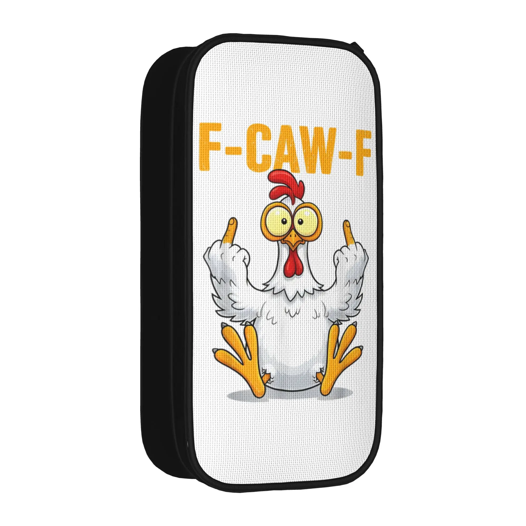 F-Caw-F Chicken Quote Rooster Meme Pencil Cases Humor Pencilcases Pen Box Girls Boys Big Capacity Bag School Gifts Stationery