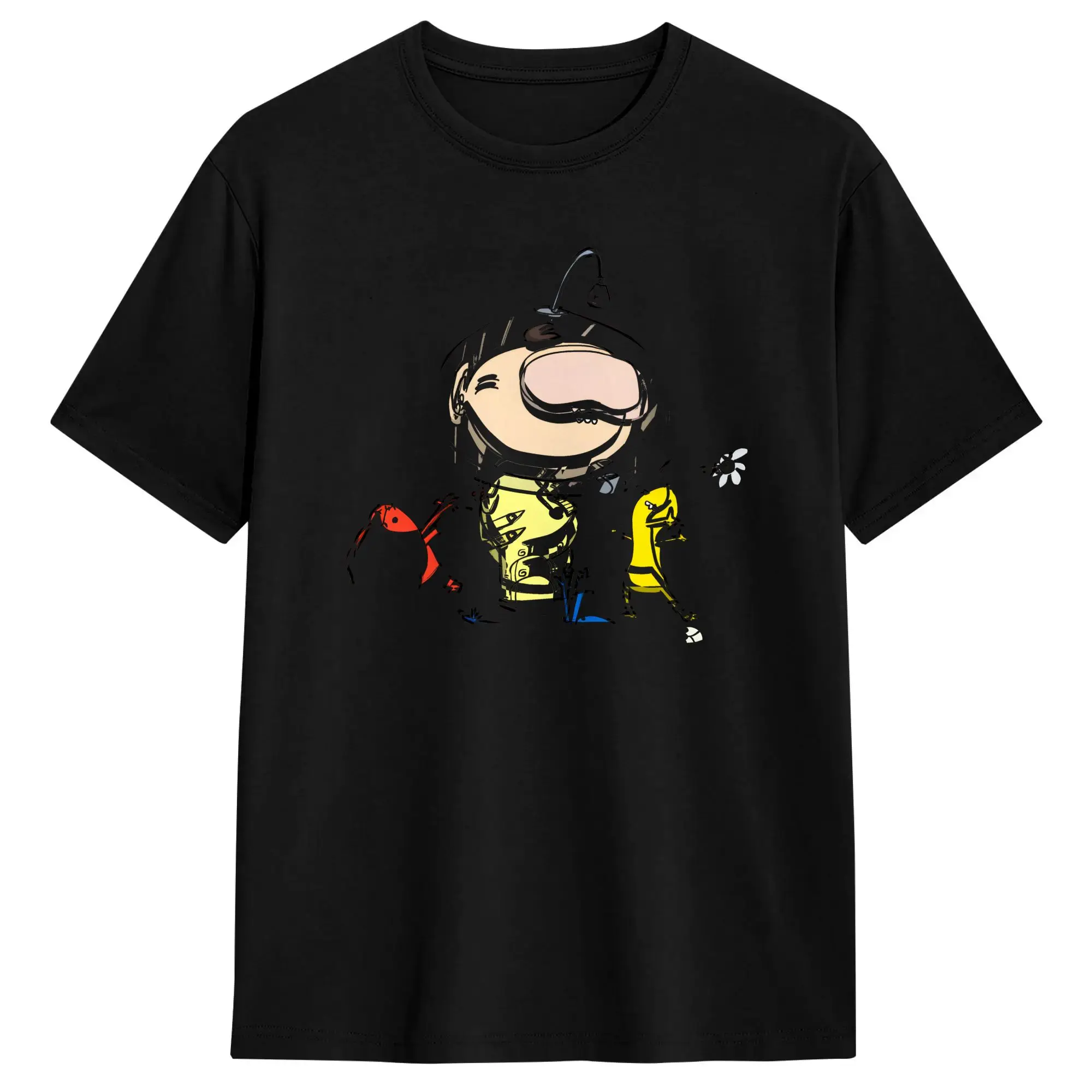 Vintage T-Shirt Summer Meeting Intelligent Life Form Cool T Shirts Pikmins Cotton Tshirt for Men Y2K Basic Short Sleeve Clothes