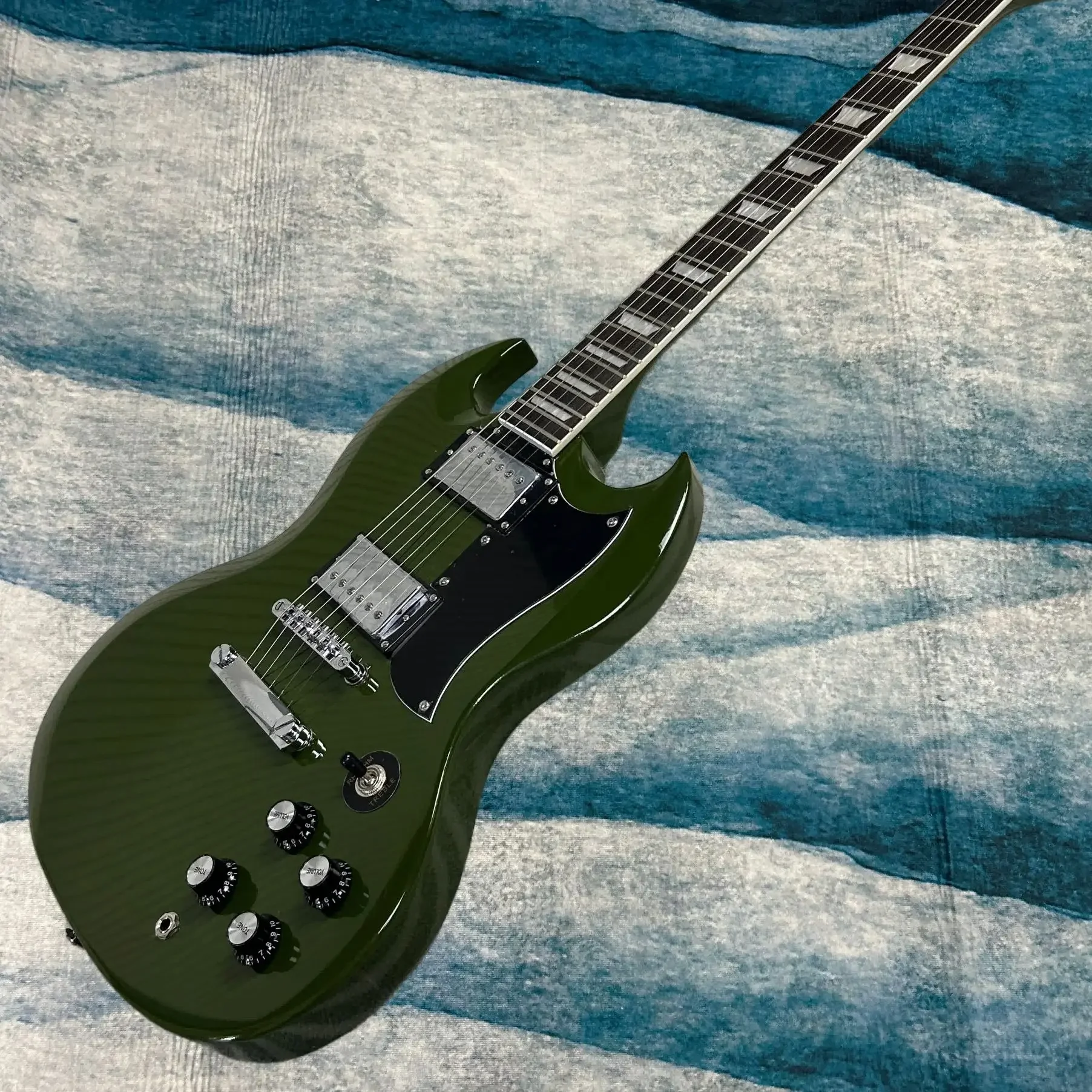 

Подарочные рождественские 6-струнные электрогитары в стиле ретро, зеленая версия, накладка из палисандра, корпус из красного дерева