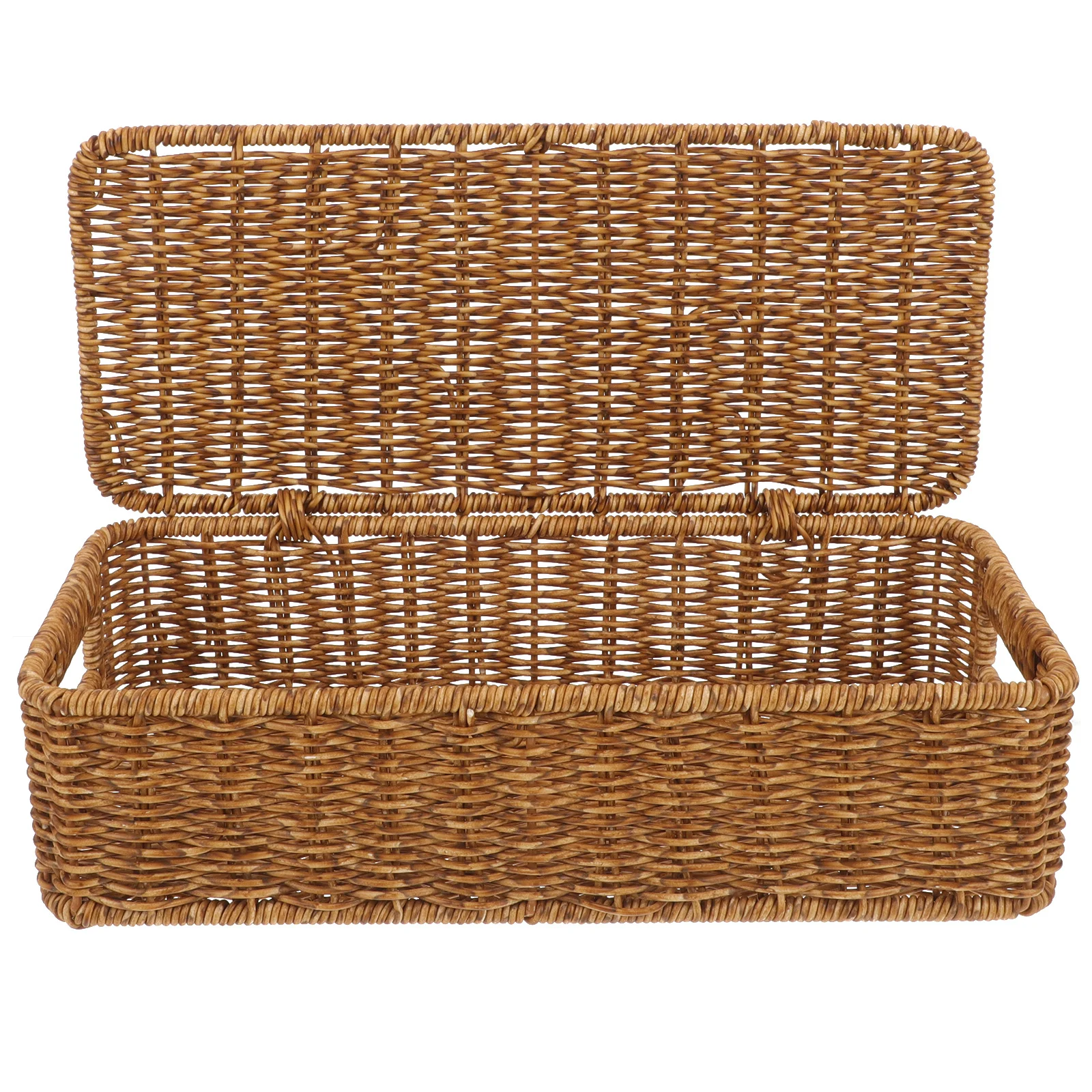 

Fine Workmanship Imitation Rattan Storage Organizer Decorative Woven Basket Desktop Sundries Holder Imitation Rattan Box