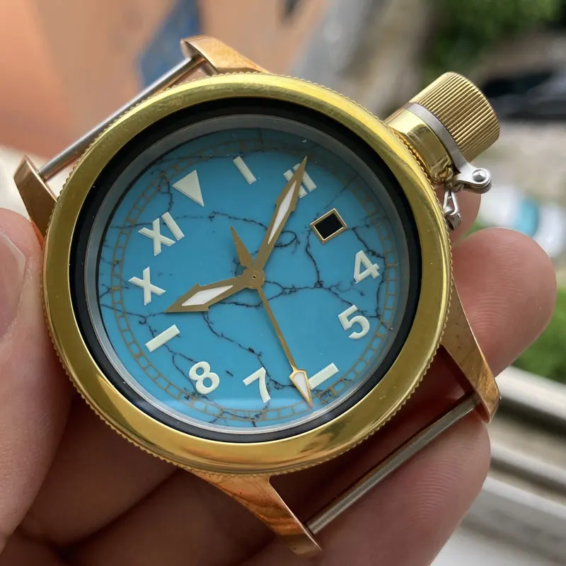 Uhr ändern Teile solide 44 mm CUSN8 Bronze Material Uhrengehäuse Saphir 500 m wasserdicht geeignet für ETA 2824/SW200 Uhrwerk