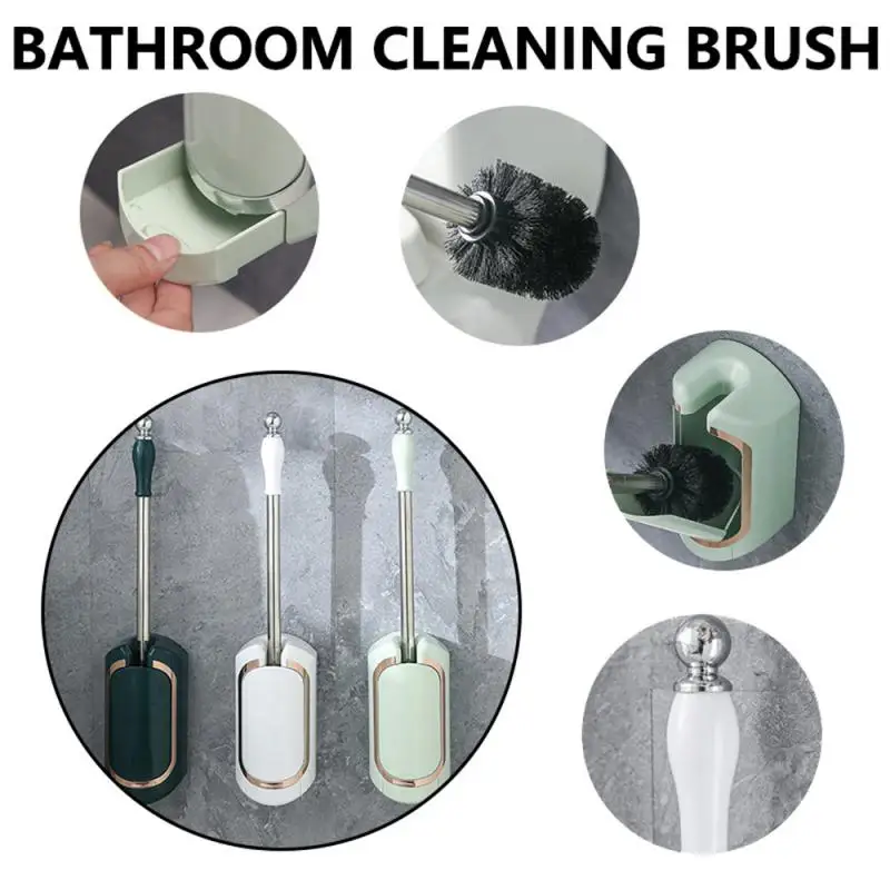 Toilet Clean Brush with Drain Base Wall Mounted Long Handle Cleaning Utensils Household Bathroom Toilet Cleaning Tools