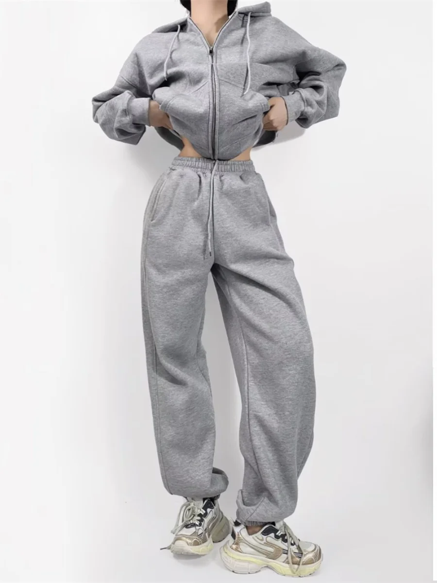 ay عادية Harajuku Sle المرأة السراويل الرياضية عالية الخصر السراويل الطويلة الشارع Faion سبليت الكفة سستة الترفيه Sweatpants #3