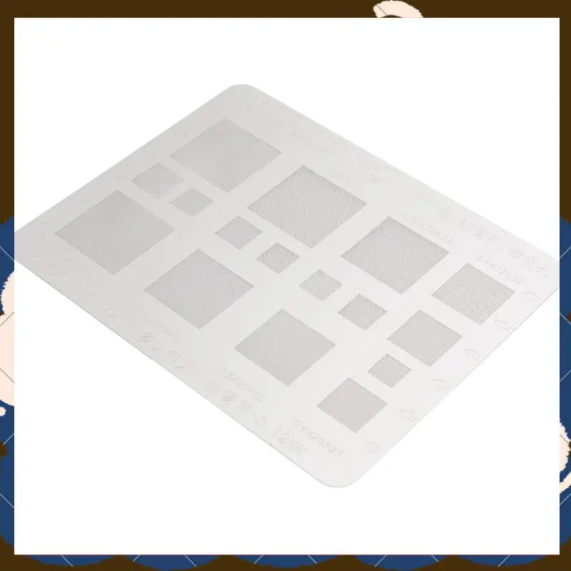 

Multifunction BGA Stencil 0.3/0.35/0.4/0.5/Parallel/45 Degree Hole Universal Solder Template BGA Reballing Stencil-[A53I]