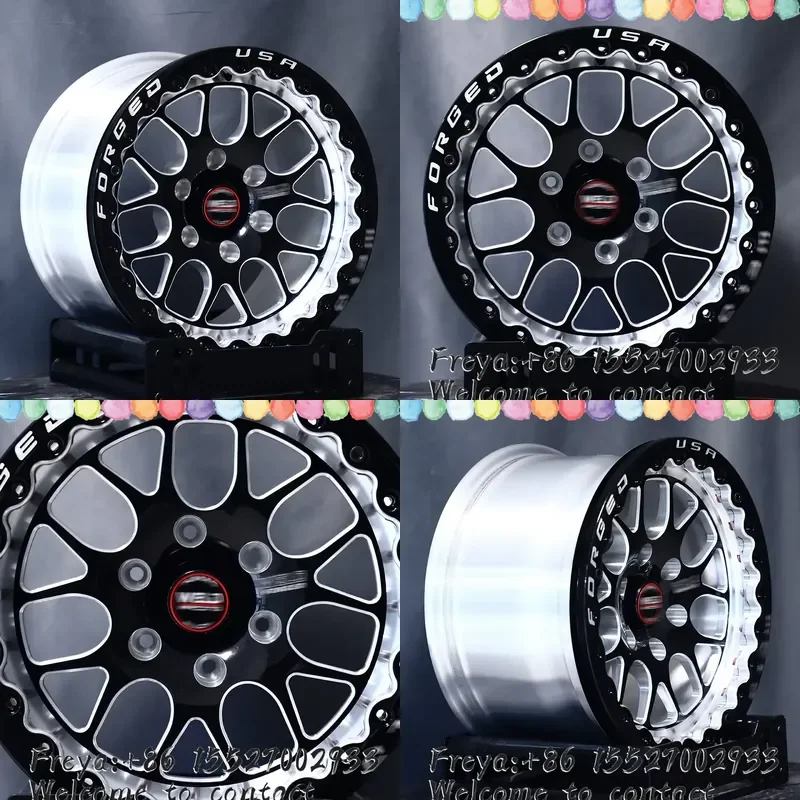 17 18 20 Inch Forged Beadlock Truck Wheels S77 HD Staggered Gloss Black Milled 6x135 for F150 Raptor Drag Racing Wheels