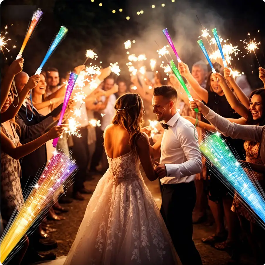 24-200PCS Glow Fiber Optic Sticks LED Light Wands Glow in The Dark Party Supplies Colorful Light Stick for Party Favors Birthday