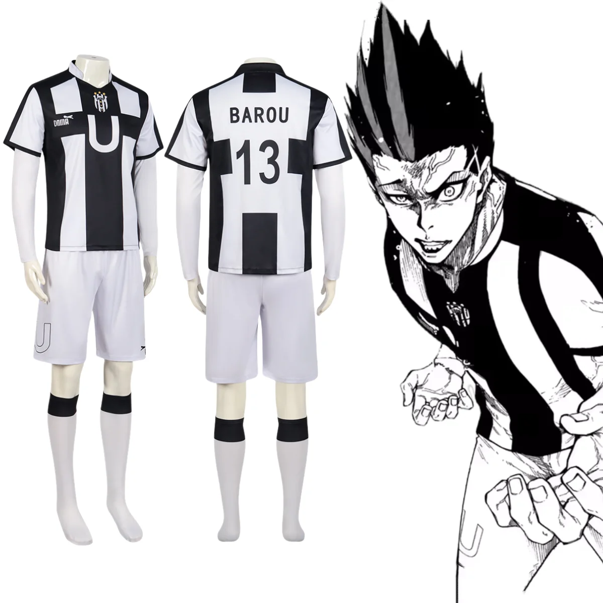 

Аниме Blue Lock Barou костюмы для косплея комплект UBERS командная футбольная форма # Футбольный трикотаж Бару Шоэй 13, костюм для вечеринки на Хэллоуин