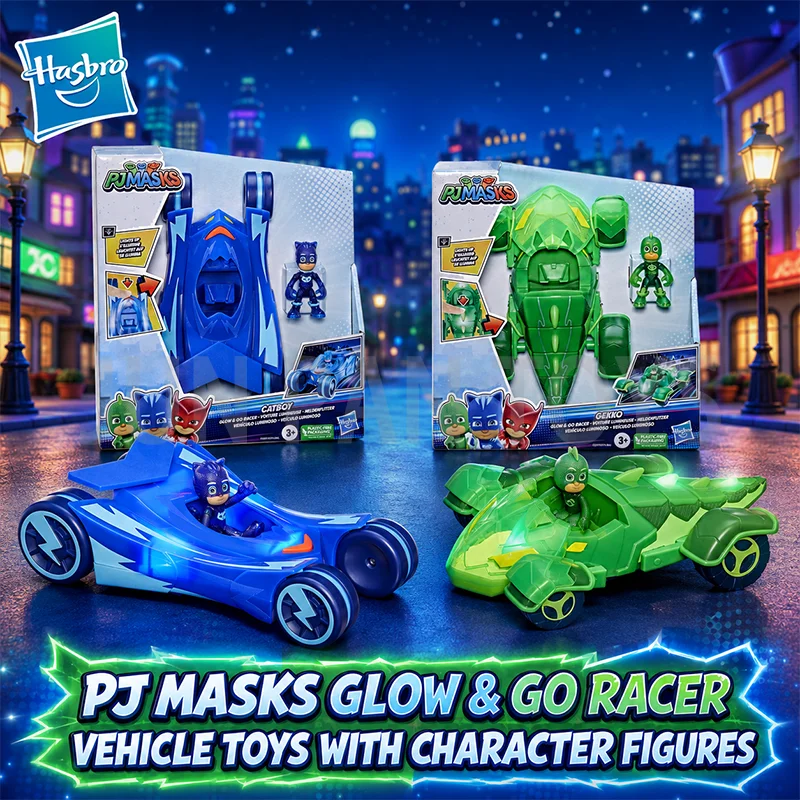PJ Masks Glow Go Cat-Car Catboy Gekko: Veículo de Brinquedo Pré-escolar, Carro Catboy com Luzes, Boneco de Ação Catboy, Brinquedo de Presente para Crianças