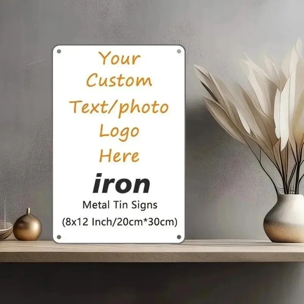 CIFbuy 1pc 8×12Inch 2D Flat Customizable Wrought Iron Plaque Personalized Custom Photo Text With Screws Waterproof Wall Decor Gi