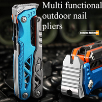 Outdoor Multifunctional Folding Pliers Portable Multi-purpose Sharp-nosed Vise Pliers Nail Hammer Knife Pliers Emergency Tools
