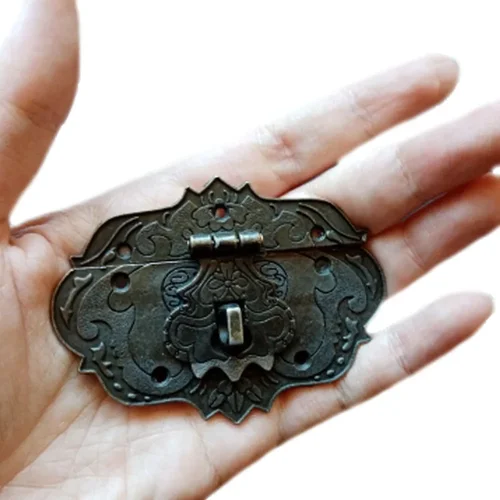 Imagen 2 del producto Armario antiguo joyero caja de regalo cajas de vino de madera cerrojos pestillo decoración Vintage pestillos maleta hebilla cerrojo paquete cerraduras