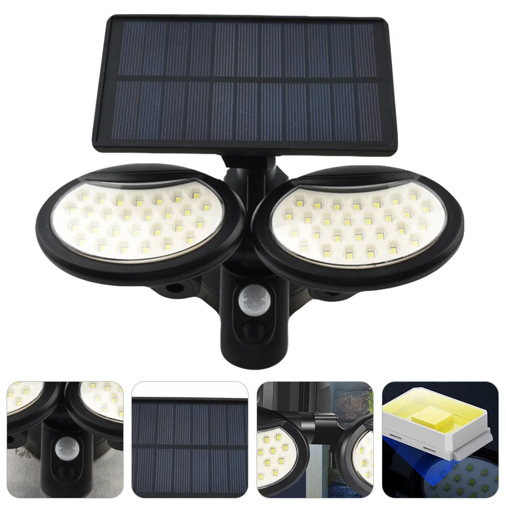 

1Pcs Solar Wall Lamp Dual-Headed Solar Powered Body Sensor Outdoor Garden Lighting Waterproof Street Light Garage Lamp