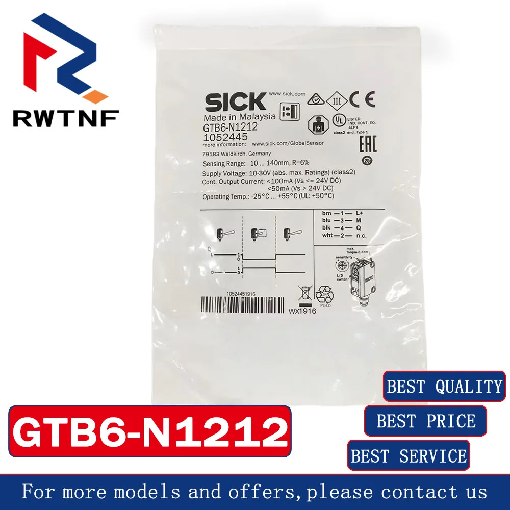 Capteur de type laser à réflexion diffuse, interrupteur photoélectrique carré malade GTB6-N1212 authentique, stock d'entrepôt 100% original