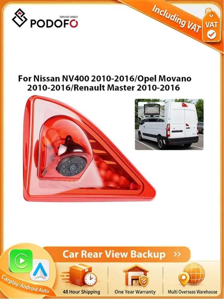 Podofo Auto-Bremslicht-Rückfahrkamera Wasserdicht Für Nissan NV400 2010-2016/Opel Movano 2010-2016/Renault Master 2010-2016