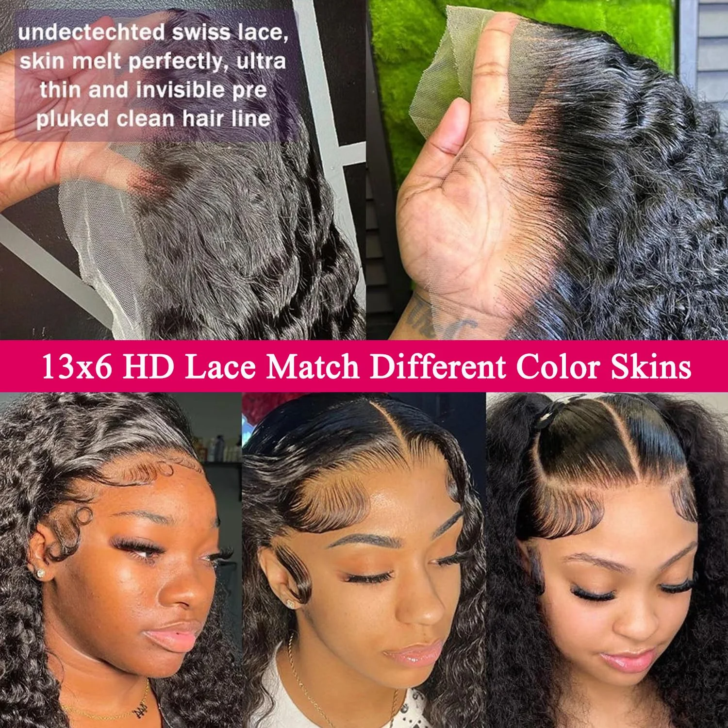 Парики из натуральных волос с глубокими волнами, парики из натуральных волос HD, прозрачные, глубокие вьющиеся, фронтальные парики, предварительно сорванные, плотность 250%, натуральный черный