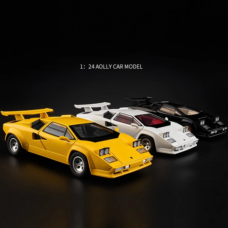 

Литой под давлением сплав, масштаб 1/24, Lambo Countach LP500S, супер спортивная модель автомобиля, детский игрушечный автомобиль, звук и свет, миниатюрный Voiture