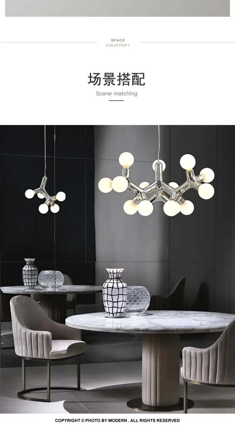 Postmodern LED Chandelier Lighting Copper Dining Room Island