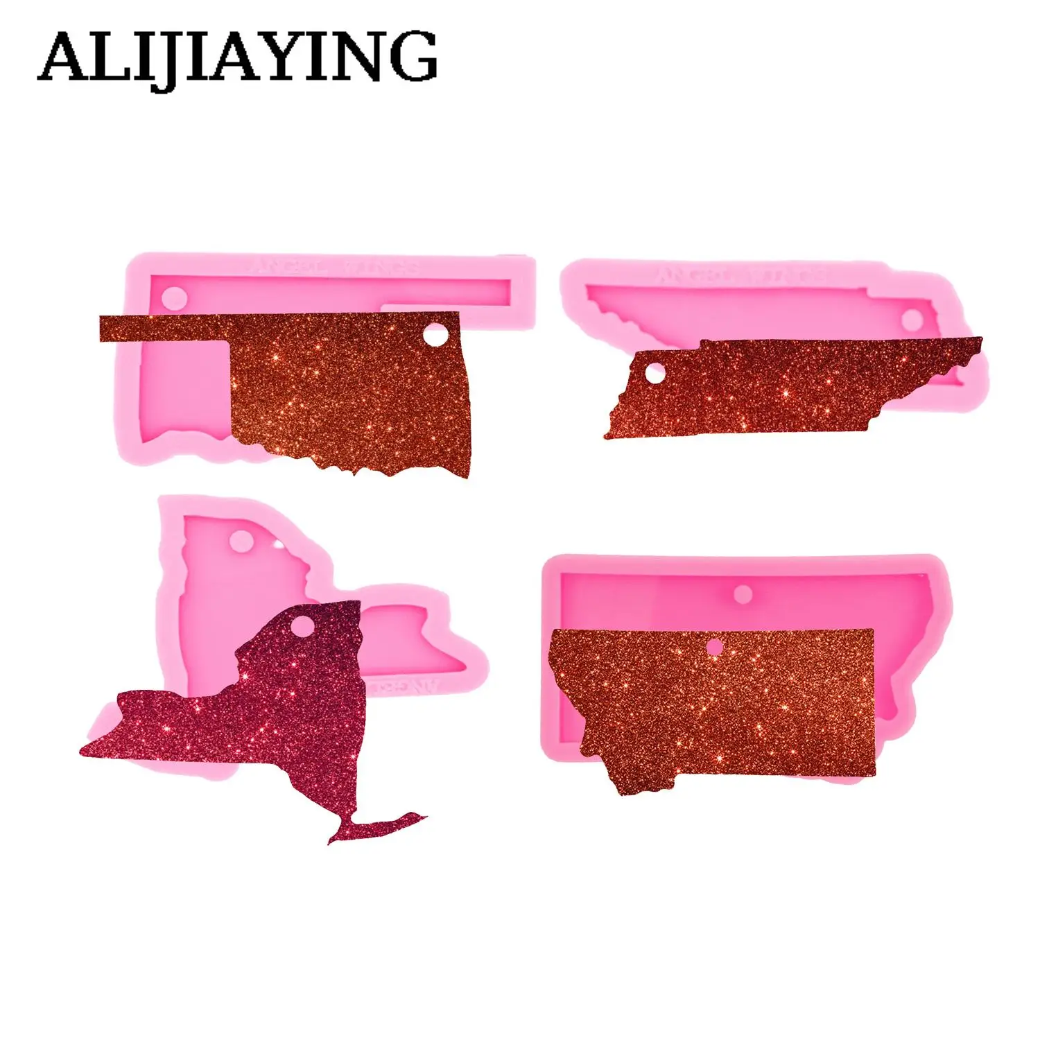 DY0228 Glossy American state shape Arizona map Keychain Mould Silicone Resin Mold for Epoxy Jewelry DIY Crafts Necklace