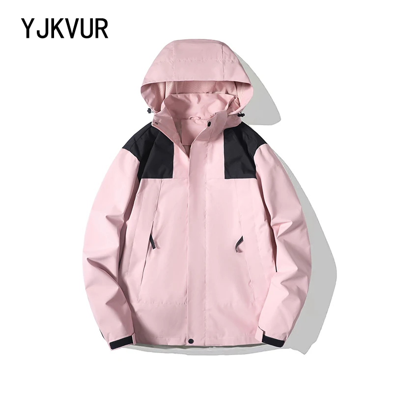 YJKVUR Unisex Camping Hiking Jacket Women Autumn Oversize Outdoor Sports Coats Climbing Trekking Windbreaker Travel Waterproof