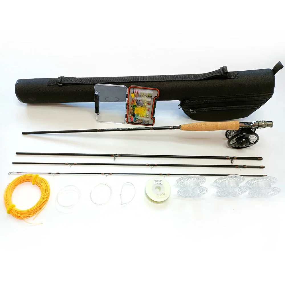 4 Sections 7ft 8ft 9ft Carbon Fly Fishing Rod and Reel Fly Fishing Combo with High Quality Bag