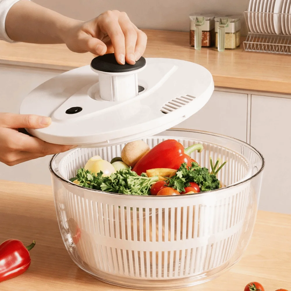 

Large Capacity Vegetable Dehydrator Rotating Quick Drainage Salad Spinner Semi-automatic Vegetable Fruit Washer Fruit Washing