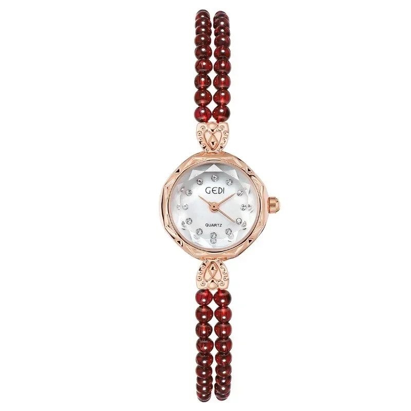 Luxury Women Watches Premium Round Dial Waterproof Quartz Watch Fashion Pearl Strap Lady Gift Retro Nostalgia Clock Reloj Mujer