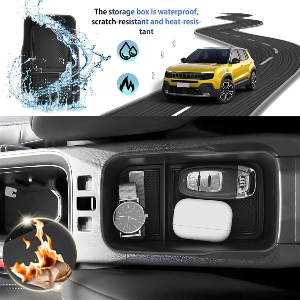 지프 어벤저 EV 2023 2024 글러브 박스, 센터 콘솔 오거나이저 팔걸이 보관 박스 트레이, 인테리어 액세서리