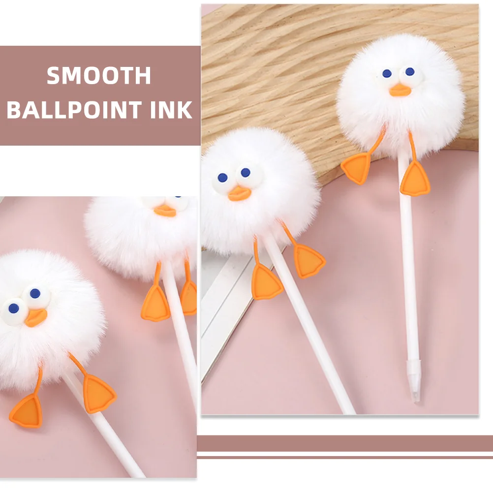 3-delige eendhaar balpen Pom pluche balpennen handtekening gelinkt kantoor nieuwigheid pompom