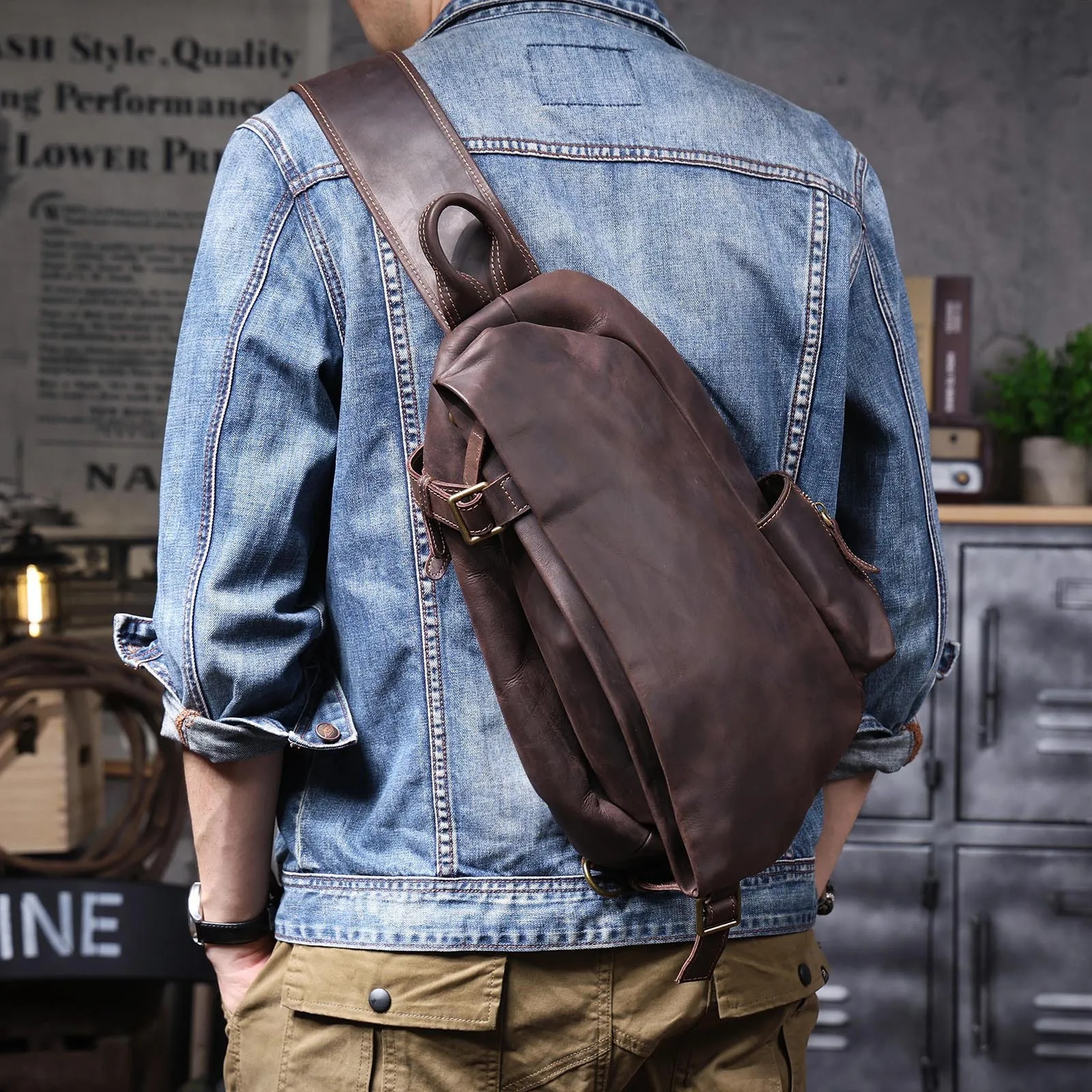 

Оригинальный дизайн, первый слой воловьей кожи, мужская нагрудная сумка в стиле ретро, сумка через плечо, мотоциклетная сумка, сумки через границу из натуральной кожи