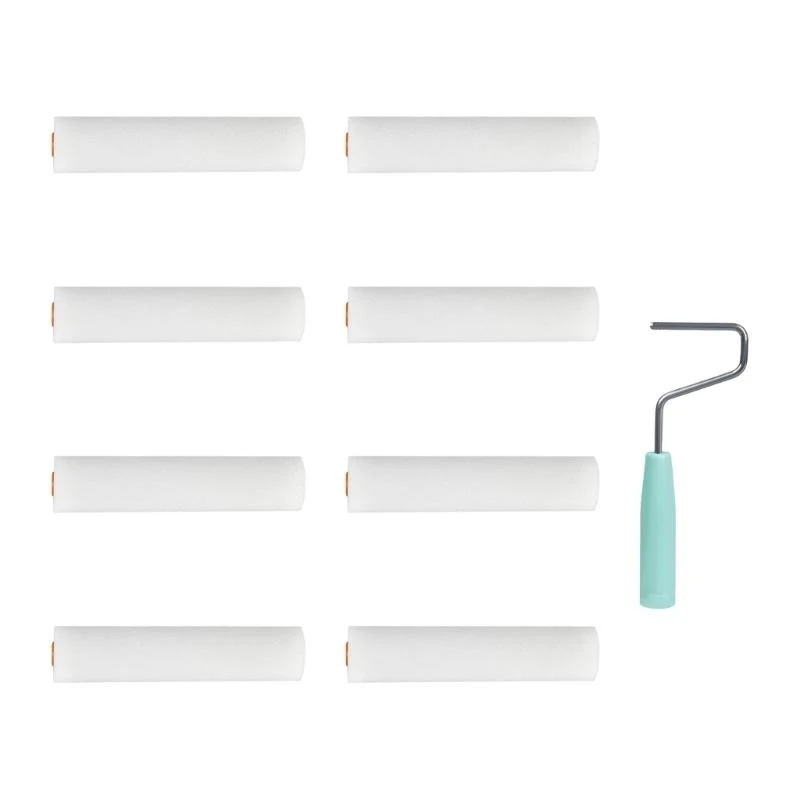 Conjunto rodillos pintura espuma 9 piezas pequeños rodillos espuma para pared y pintura muebles HX6C