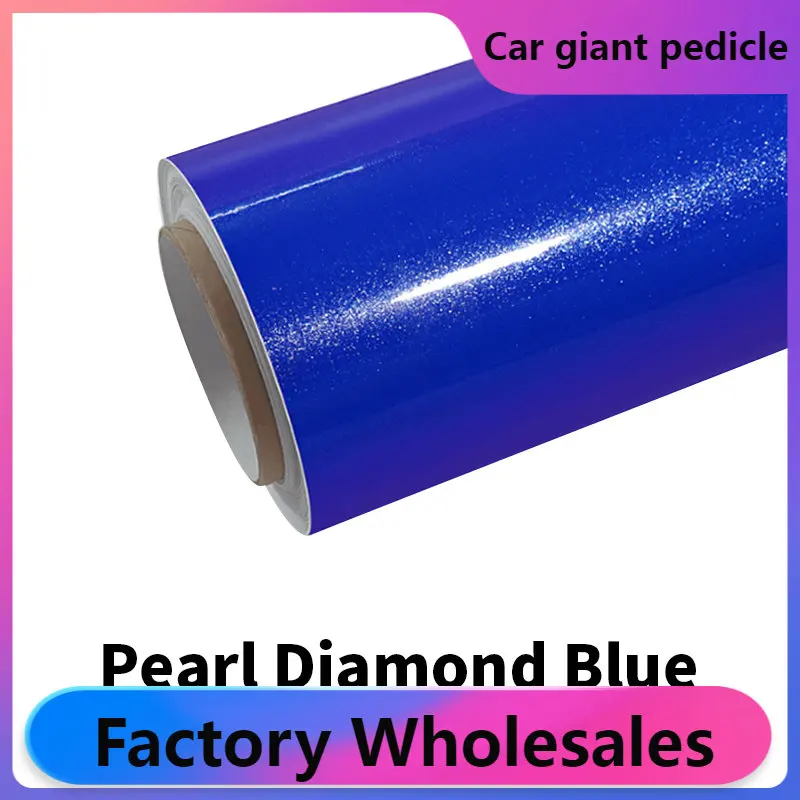 ZHUAIYA Pearl Diamond & Glitter Blue Vinyl Wrap film wrapping film bright 152*18m quality Warranty covering film voiture