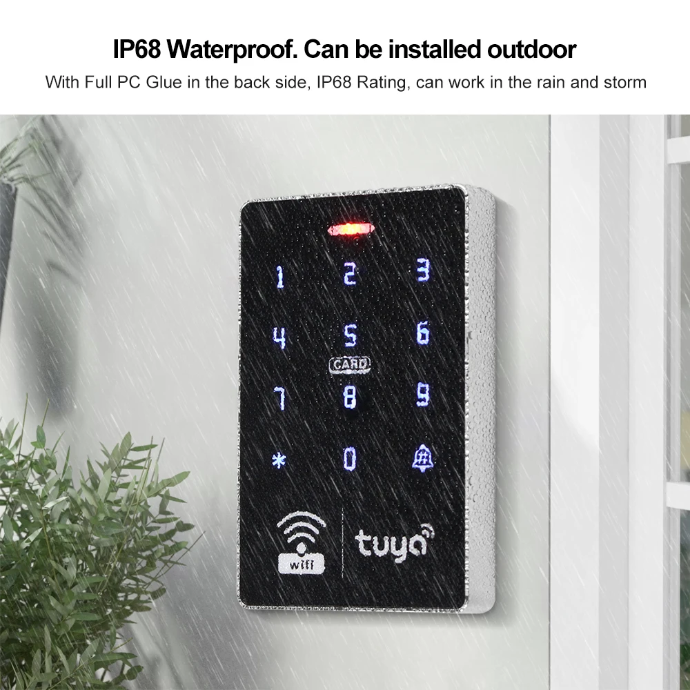 2.4GHz Wifi Tuya APP Smart Door Access Control System Kit Set Waterproof RFID Keyboard Access Controller, Electric Magnetic Lock