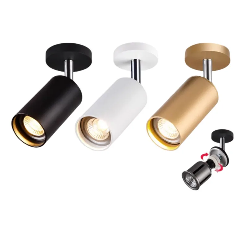 

Surface Mounted 360° Rotatable LED Ceiling Track Downlight 10w GU10 Bulb Replaceable Spot Light Bedside Wall Lamp