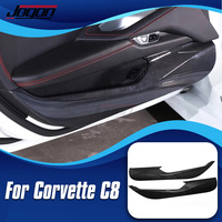For Corvette C8 Stingray Z51 Z06 2020-2023 Real Carbon Fiber Interior Door Trim Panel Anti-Kick Sticker Car Accessories