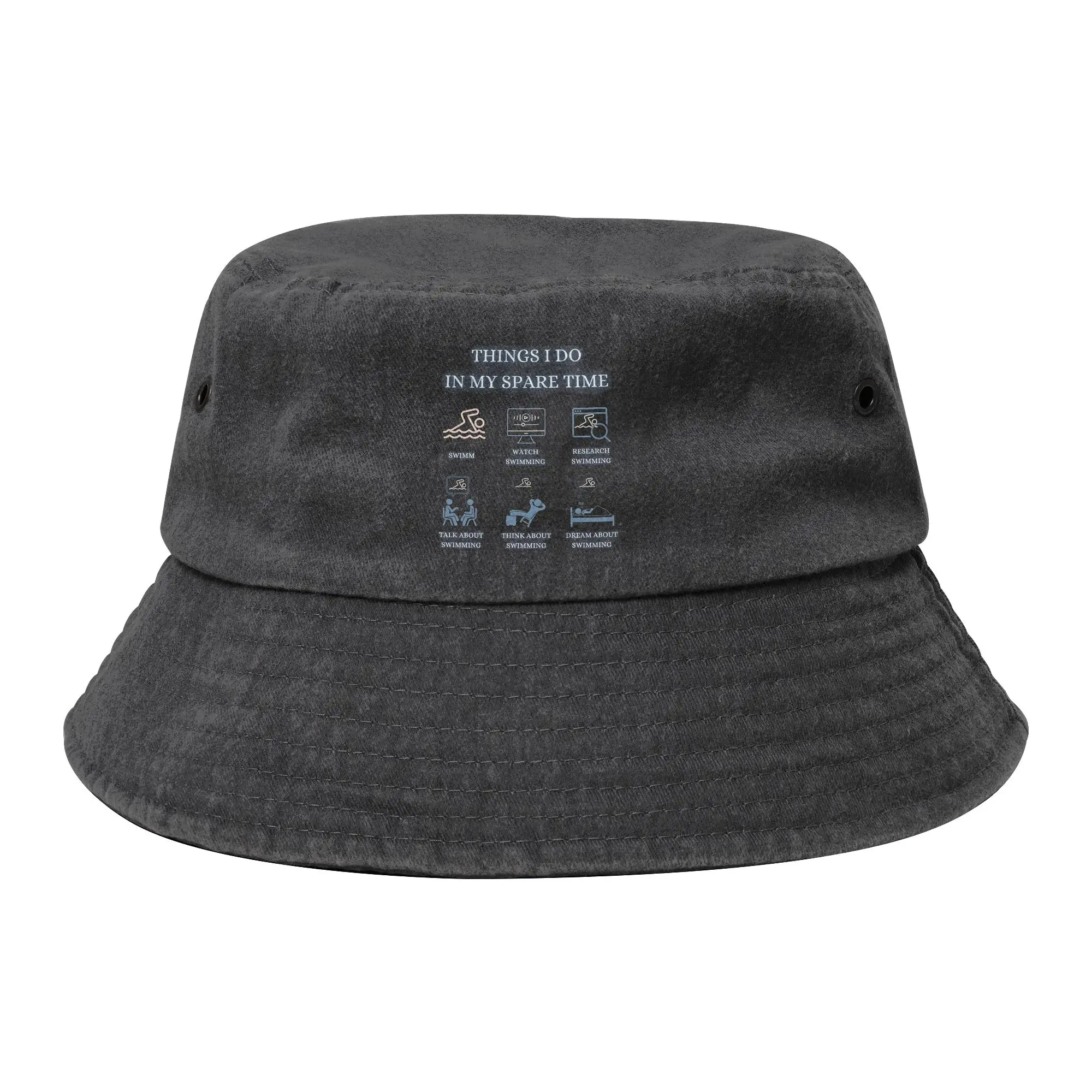 Things I Do In My Spare Time Swimming Bucket Hats for Unisex Beach Distressed Denim Field Hat Packable for Hiking Fishing Cap
