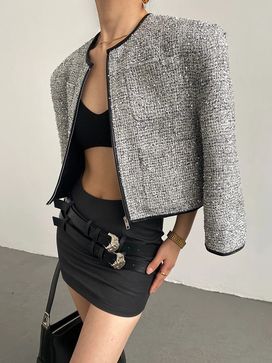 

AcupStudio Short Zipper Jacket Women's High-End Vintage Style Multiple Pockets Fragrance Style Street Fashion Outerwear