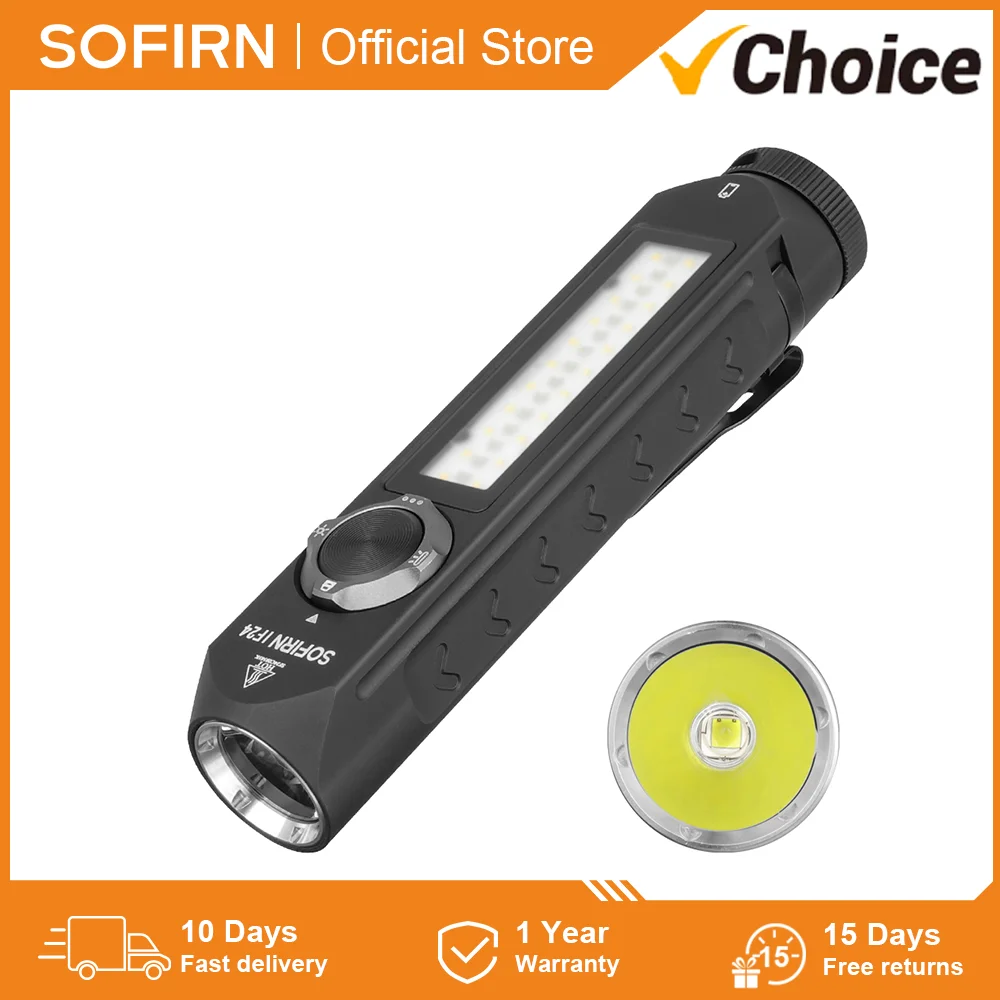 

Sofirn IF24 SST40 2000lm RGB Light Powerful LED Flashlight 5V 2A IP66 Waterproof 18650 USB C Rechargeable Torch with Magnetic