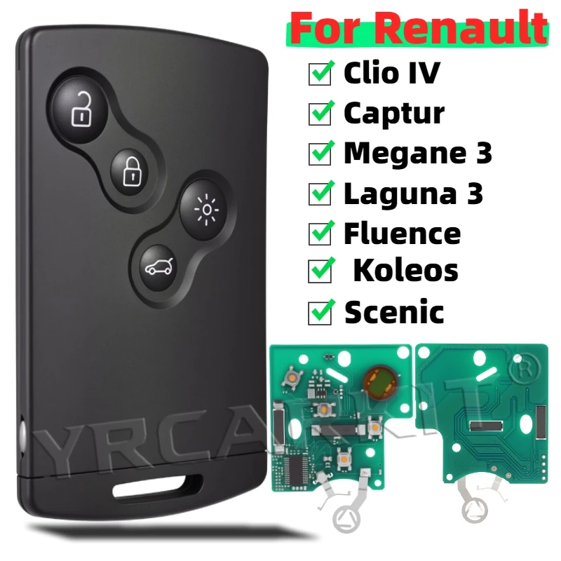

For Renault Megane 3 Laguna 3 Grand Scenic Koleos Fluence Clio IV Captur ID46 4A Chip Smart Hands Free Keyles Car Remote Key