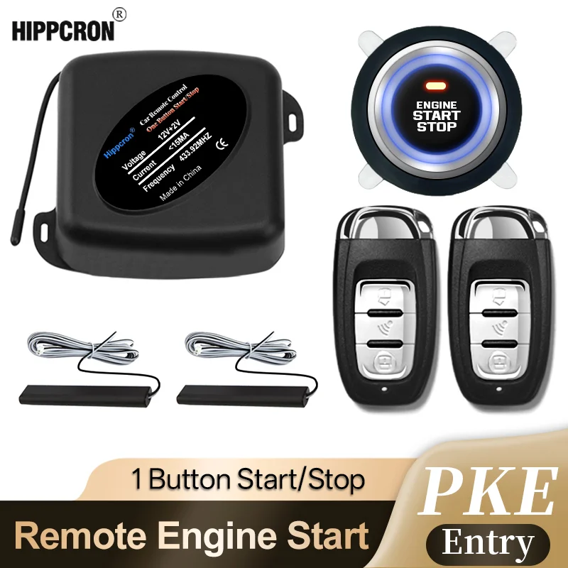 Hippcron Car PKE Keyless Remote Control Entry Start Stop Engine System Push Button Remote  Auto Universal 12V Anti-Theft