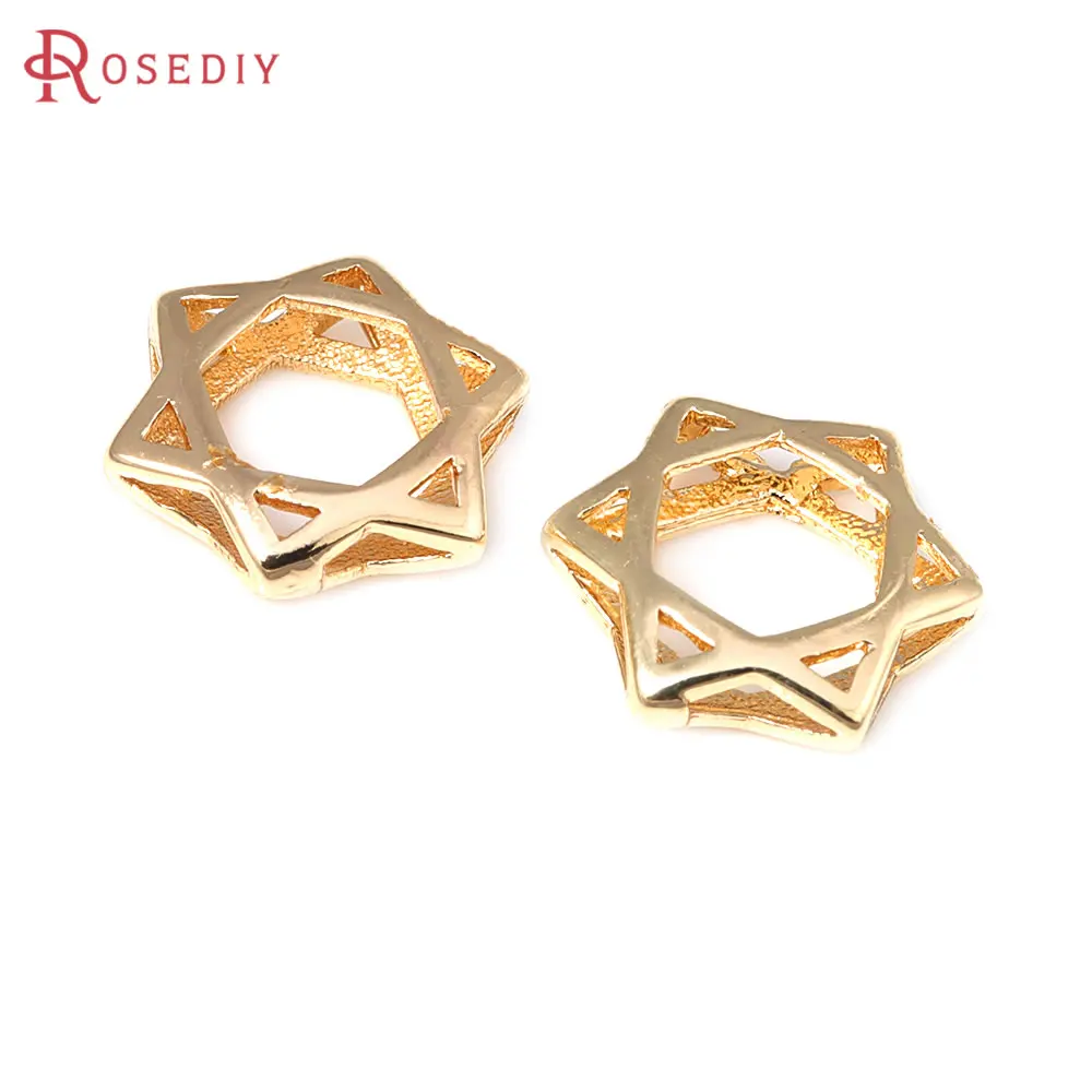 10PCS 18K Gold Color Brass Hollow Star Charms Pendants High Quality Diy Jewelry Making Necklace Earrings Accessories for Women