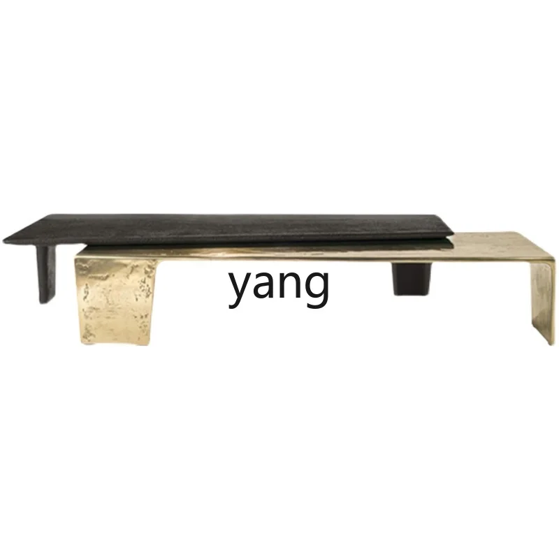 

LMMItalian light luxury stainless steel coffee table Nordic minimalist multi-functional tea table modern metal edge table